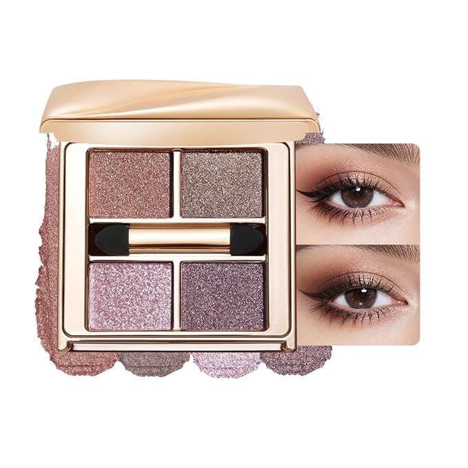 Cool Mauve Purple Eyeshadow Palette, High Pigment Shimmer & Glitter Shades for Icy Pink Glow, Soft Glam & Plum Smokey Eyes — Long-Lasting Blendable Eye Makeup for Green, Hazel & Brown Eyes