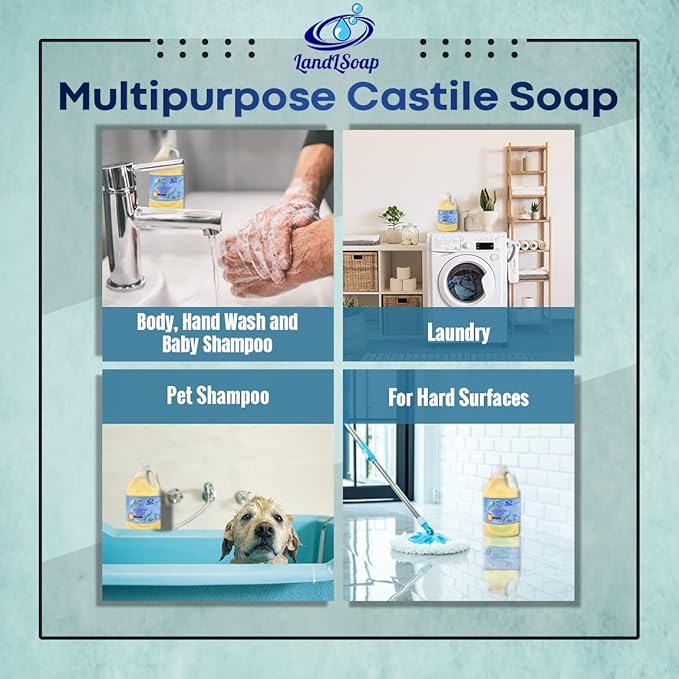 Goat Milk Unscented Pure Castile Soap Liquid for Face, Hand & Body Wash-Hand Made Soap, Vegan, Made in USA, Dry & Sensitive Skin (Half Gallon)