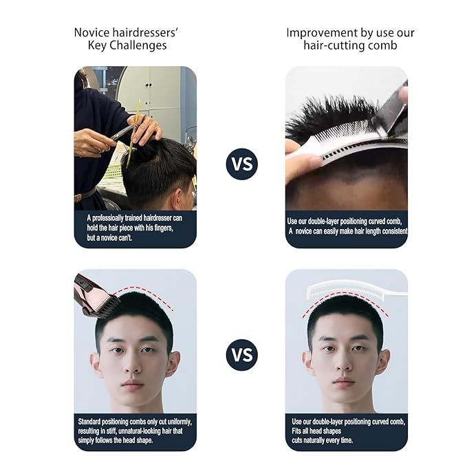 NebulaBloom Professional Hair Cutting comb, Fading Comb, Dual-Layer Fast and Convenient Trimming, Interchangeable Left/Right-hand Self Haircut comb Kit, hair Styling DIY Haircuts, groom tool