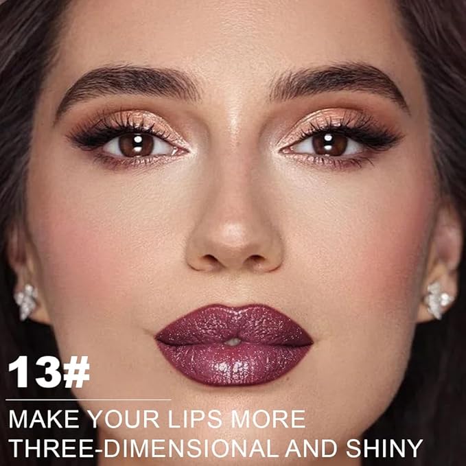 Kaely Glitter Metallic Lipstick Makeup, Shimmer Metallic Lipsticks for Women, High Pigmented Lip Gloss Long Lasting Waterproof Smudge Proof, Vegan & Cruelty-Free, 13