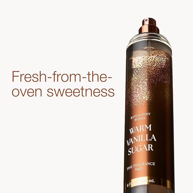 Bath & Body Works Warm Vanilla Sugar Fine Fragrance Mist, Body Spray & Perfume for Women, Long-Lasting Personal Fragrance, Sparkling Sugar and Sweet Vanilla Scent, 8 fl oz - 2 Pack