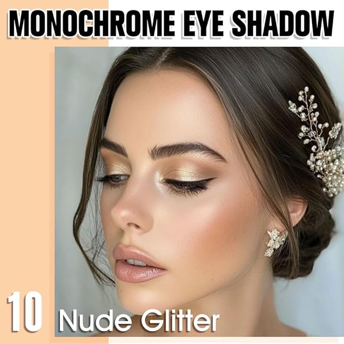 Light Nude Brown Single Shimmer Eyeshadow Makeup, Neutral Powder Eye Shadow for Women, Soft Nude Shimmer Single Eyeshadows Buildable Waterproof, Girls Daily Eyeshadow Gift #10