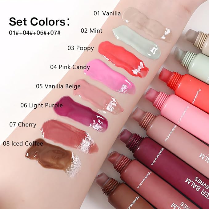 4 PCS Butter Lip Balm – Ultra-Hydrating Lip Care with Shea Butter & Olive Oil, Soothes Dry Lips with Natural Tint & Gloss Effect, Lip Plumper Moisture & Light Lip Stain Finish Set 04