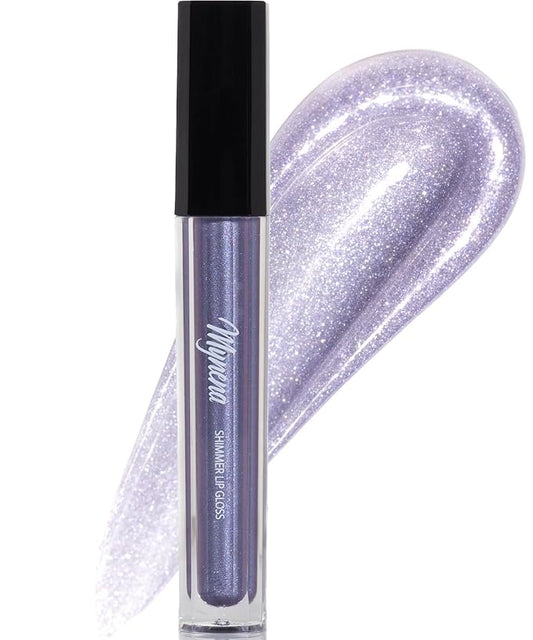 Mynena Soft Lavender Lilac Shimmer Lip Gloss Non-Sticky Filled with Iridescent Sparkles | Lightweight Lip Topper | Paraben-Free | Demi-Sheer Lipgloss from Cosplay to Everyday Glam | Iris