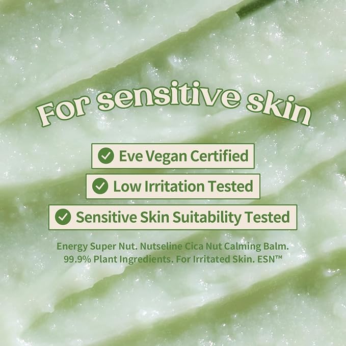 Cica Nut Calming Balm -Korean Skin care- dermatologist tested for Sensitive, Irritated Skin, 99% Plant-Based, Hypoallergenic, Vegan (1.69 fl oz)