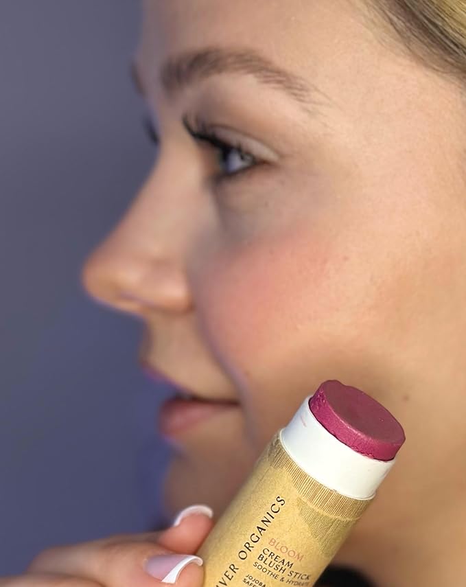 Vegan Blush Stick - Hydrating, Multi-Use Cream Blush for Cheeks, Natural, Organic ingredients, Plastic-free packaging | River Organics 0.50 oz. (Bloom)