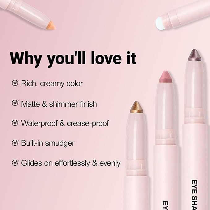 Erinde Pearl White Eyeshadow Stick, Waterproof Nude Matte Eye Shadow Sticks, Cream Eye Shadow Pencil Crayon, Buildable & Blendable Long-Lasting Eyeshadow for Older Women, Vegan & Cruelty-Free, B01