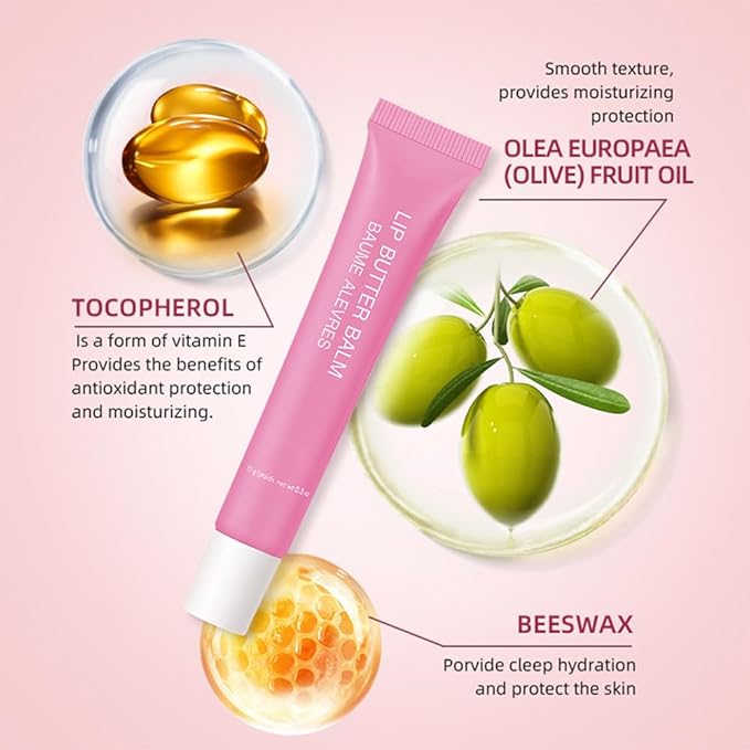 4 PCS Butter Lip Balm – Ultra-Hydrating Lip Care with Shea Butter & Olive Oil, Soothes Dry Lips with Natural Tint & Gloss Effect, Lip Plumper Moisture & Light Lip Stain Finish Set 04