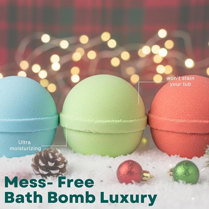 Christmas Bath Bomb Box - Santa Stockings for Ultimate Relaxation and Skin Nourishment a Perfect Holiday Gift