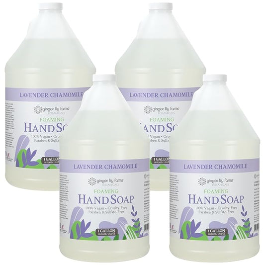 Ginger Lily Farms Botanicals All-Purpose Foaming Hand Soap Refill, 100% Vegan & Cruelty-Free, Lavender Chamomile Scent, 1 Gallon (Pack of 4)