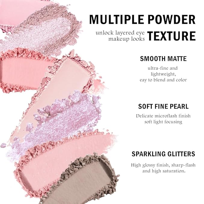 SUAKE Nude Pink Eyeshadow Palette, Matte & Shimmer, High Pigmented 12 Colors Brown Purple Eye Shadow Primers for Eye Makeup, Korean Powder Palet de sombras de ojos (03# Ice Cream)