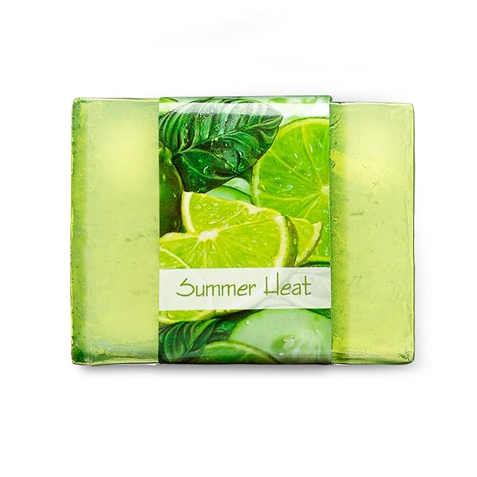 Glycerin Bar Soap Summer Heat Scent - Natural, Vegan-Friendly, Hypoallergenic - Moisturizing and Hydrating with 100% Vegetable Glycerin - Sulfate-Free, Paraben-Free, Chemical-Free - 4.5 oz