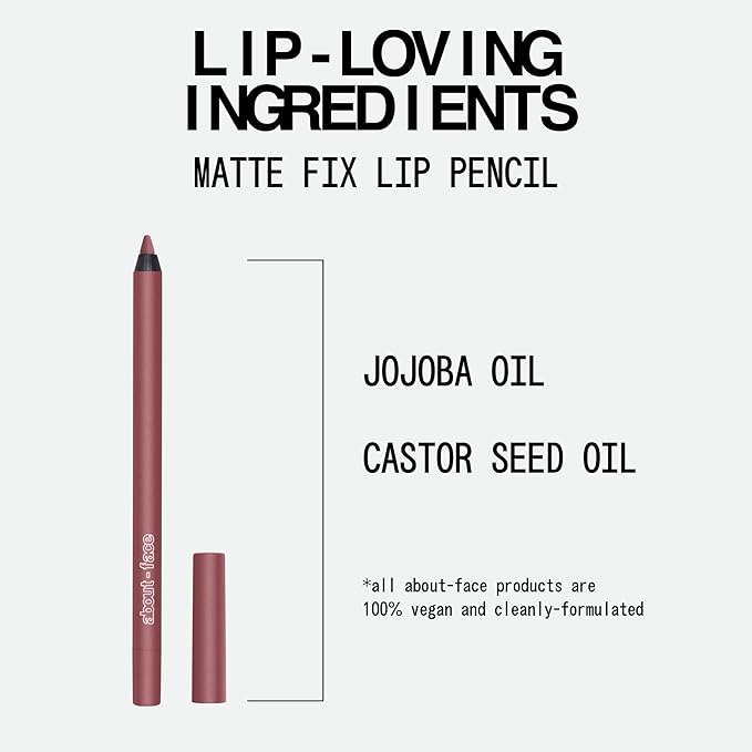 about-face Matte Fix Lip Pencil False Alarm – Long-Wear, Creamy Matte Lip Liner with Hyaluronic Acid & Vitamins C & E – Vegan, Cruelty-Free, Clean Beauty – 0.042 oz (Terracotta Rose)