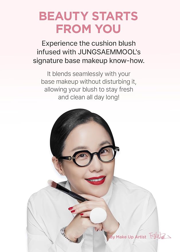 JUNG SAEM MOOL Artist Cushion Blush Blur | Matte & Soft Finish, Korean Liquid Blush for cheeks, Easy to Blend with Puff (Fuzzy Lavender)