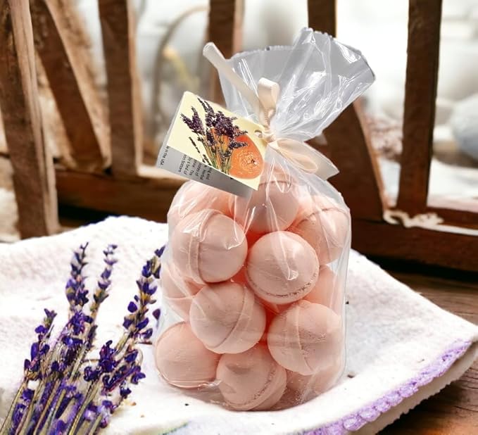 Bath Bombs 14 Set 1 oz/ea, Natural and Organic, USA Handmade | Aromatic Bath Fizzies, Stress Relief | Nourishing, Shea & Coco Butter | Gift Idea | Vegan & Cruelty-Free - Clementine Lavender