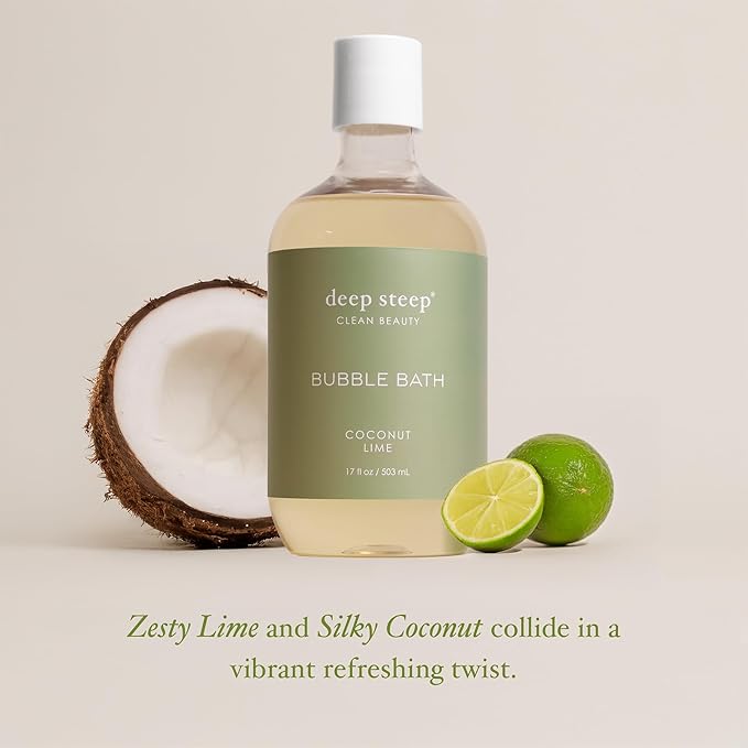 Deep Steep Bubble Bath, Coconut Lime 17 oz (Pack of 2) – Hypoallergenic, Clinically Tested Soothing Soak with Shea Butter & Argan Oil – Sulfate-Free
