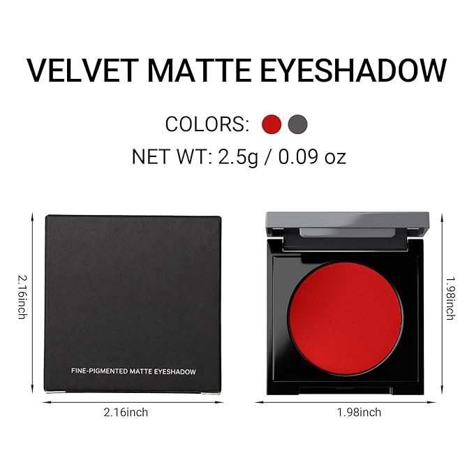 Erinde Bright Red Single Eyeshadow Makeup with Mirror, High Pigment Matte Eye Shadow, Lightweight Blendable Waterproof Eye Shadow Palette Sombra Para Ojos, A03 Fire Red
