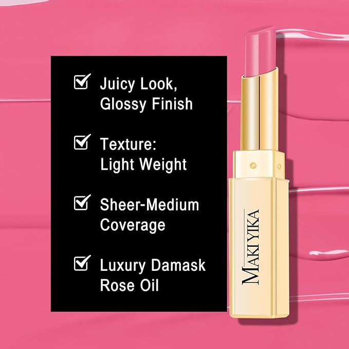 MAKI YIKA 3Pc Moisture Lipsticks for Women Brown Nude Pink Lipstick Hydrate Tinted Lip Balm for Dry Cracked Lips Glossy Lip Color, MA55/58/62