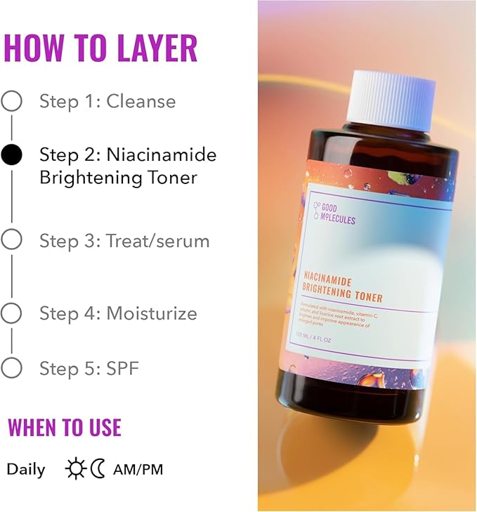 Good Molecules Niacinamide Brightening Toner Pack 3 – 120 ml / 4 fl oz Each | Facial Toner with Niacinamide & Arbutin for Even-Looking Skin