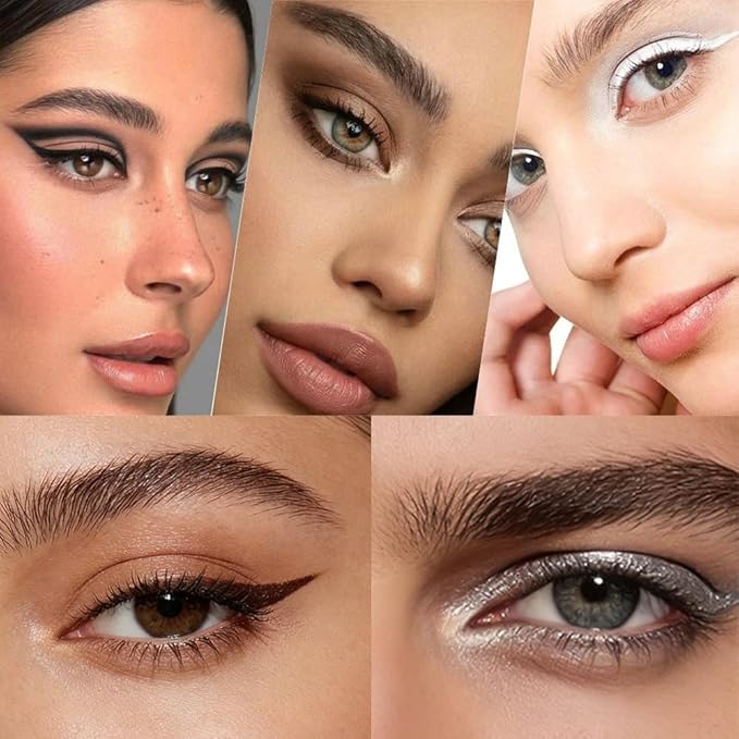 8Pcs Retractable Creamy Eyeliner & Eyeshadow Sticks for Women, Black White Brown Blue Purple Green Gray Colors, Ultra Pigmented Waterproof Mechanical Eye Pencils, Matte Satin Finish,Vegan,Cruelty-Free