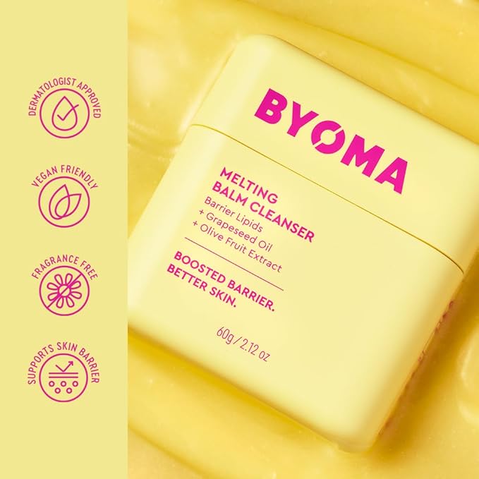 BYOMA Melting Balm Facial Cleanser-Buttery Soft Cleansing Balm for Skin Barrier Repair-Tri-Ceramide Face Wash for Sensitive Skin&All-Skin Types-Deeply Hydrated-Skin,No Oily Residue-2.12 oz,(Pack of 2)