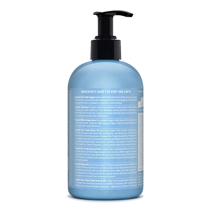 Dr. Bronner's Organic Sugar Soap (Baby Unscented, 12 Ounce) - Made with Regenerative Certified Organic Oils, Sugar & Shikakai Powder, 4-in-1 Use: Hands, Body, Face and Hair- Liquid Soap, Nourishes