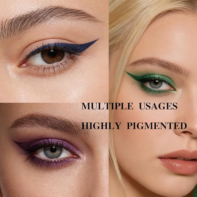 8Pcs Retractable Creamy Eyeliner & Eyeshadow Sticks for Women, Black White Brown Blue Purple Green Gray Colors, Ultra Pigmented Waterproof Mechanical Eye Pencils, Matte Satin Finish,Vegan,Cruelty-Free