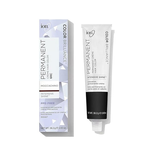 Ion Permanent Creme Hair Color 6RC Moccachino, Vegan, Cruelty Free, PPD Free, 100% Gray Coverage, Long Lasting, Fade Resistant Color, 2.05 oz