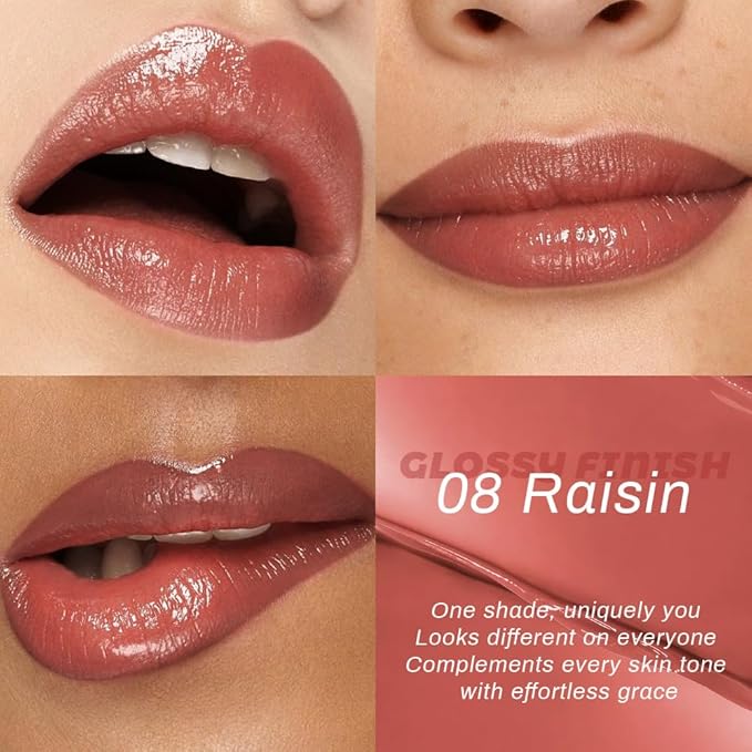 Honey Lipstick Tinted Lip Balm - Shine Moisturizing Lipstick for Women, Natural Nourishing Hydrating Lip Gloss Stain for Dry Lips, Tint Sheer Lightweight Makeup, Vegan - 2Pc Brown & Raisin
