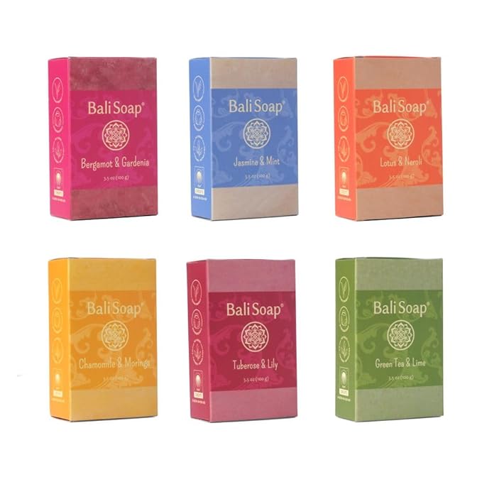 Bali Soap Feminine Collection - Handmade Natural Bar Soap for Women, Floral Scents with Essential Oils, Vegan Cold Process 6-Pack, Moisturizing and Gentle Cleansing for All Skin Types