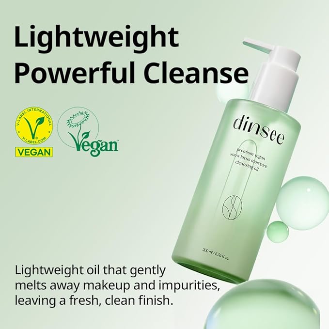 DINSEE Vegan Snow Lotus Hyaluronic Cleansing Oil- Gentle Makeup Remover for Face, Lightweight Oil Cleanser for Daily Use, Removes Makeup and Impurities, 200ml / 6.76 fl oz