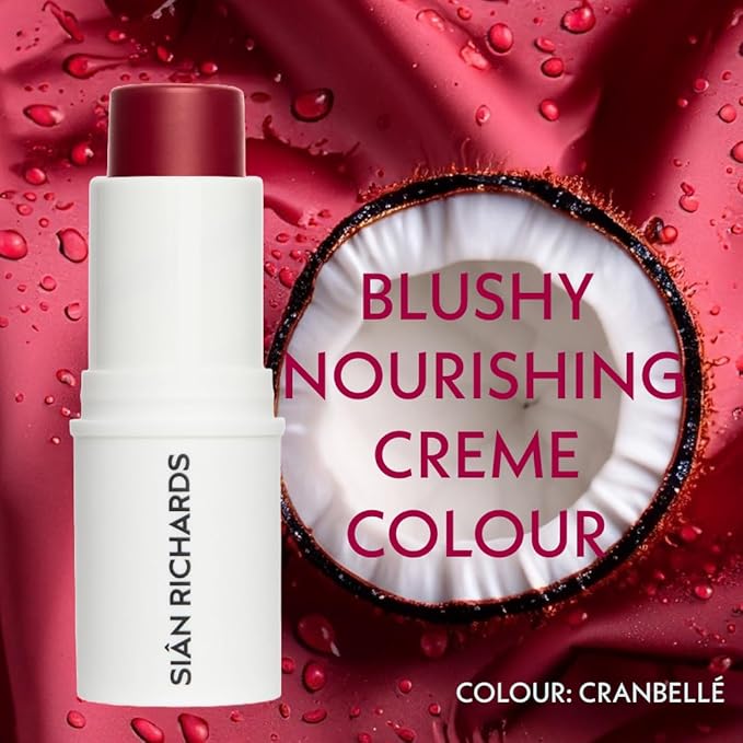 SIÂN RICHARDS Blushy Creamy Blush Stick | Cheeks & Lips Skin Tint | Hydrating Soft Balm Texture | Easy to Blend | Buildable Color Payoff | Clean Vegan Formula | Makeup Essential | Cranbellé