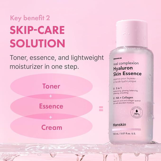 Hanskin PDRN Glow Prep Duo – Hyaluron Essence Toner & Pink Lotus Vegan PDRN Serum | 2-Step Hydration, Plumping & Radiance Boost Routine for Glass Skin | Korean Skincare Set