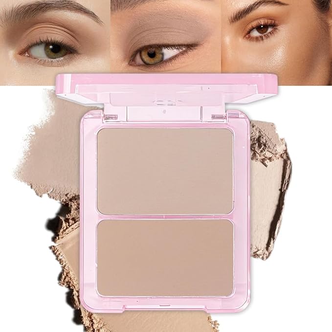 2 Colors Light Nude Beige Brown Eye Shadow Powder Palette Makeup for Women,Neutral Matte Naked Eyeshadow Palette for Old Women Long Lasting Naturing-Looking,Vegan