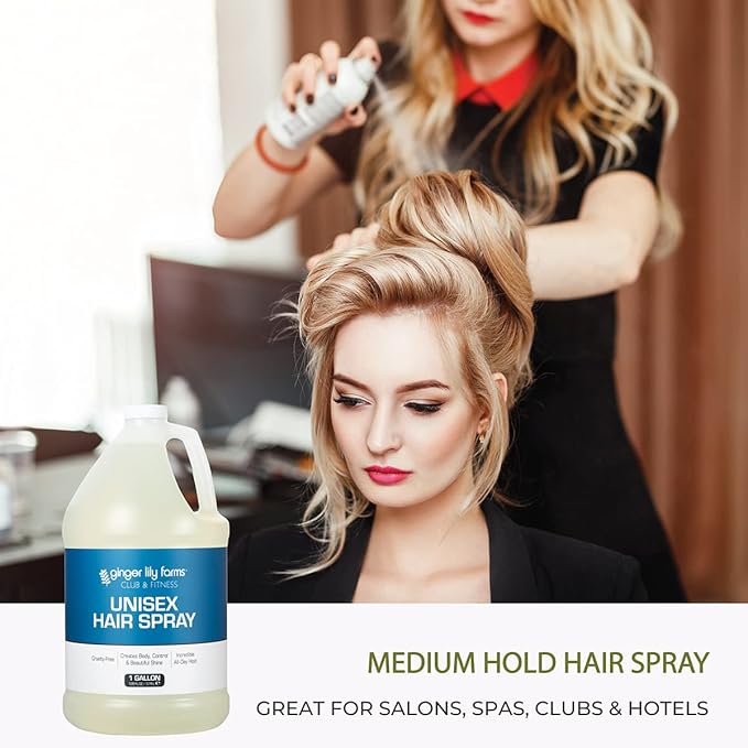 Ginger Lily Farms Club & Fitness Unisex Hair Spray, 100% Vegan and Cruelty-Free, 1 Gallon