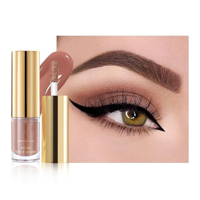 Warm Apricot Shimmer Liquid Metallic Eyeshadow, Longwear Eye Makeup For Older Women, Buildable Highly Pigmented & Blendable Eye Shadow Cream in Shimmer Finishes, Vegan & Cruelty-Free,(07#Warm Apricot)