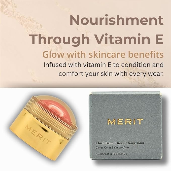 MERIT Flush Balm Cream Blush – Lusitano Soft Peach | Hydrating Radiant Cheek & Lip Tint Stick with Vitamin E | Lightweight, Buildable, Vegan & Cruelty-Free Blush