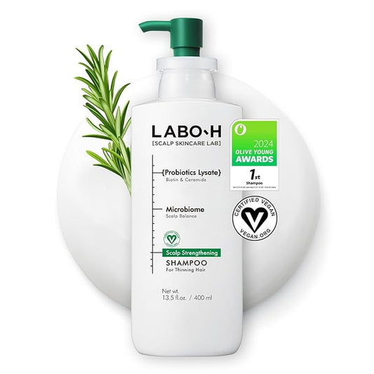 Scalp Strengthening Shampoo for Hair Growth & Anti-Loss | Vegan Ceramide Haircare Routine with Rosemary Oil, Biotin and Caffeine, Paraben Free, Korean Hair Care, 13.5 Fl. oz.