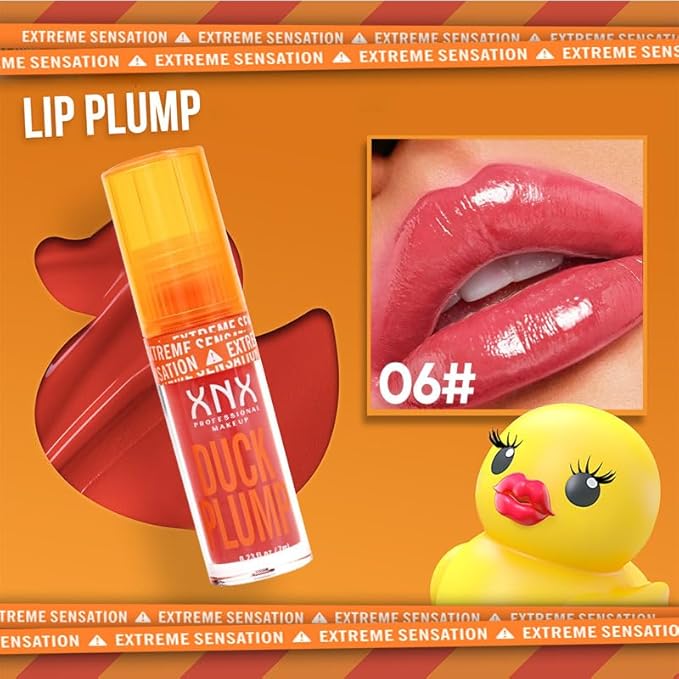 High Pigment Plumping Lip Gloss with Spicy Ginger, Vegan Lip Makeup, Hydrating Plumping Booster Moisturizing Volumizing Lip Gloss