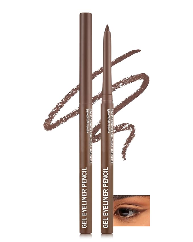Brown Matte Gel Eyeliner Pencil Waterproof, Metallic Retractable Cream Smooth Eye Liner Pencils, Long Lasting Waterline Hypoallergenic Eyeliner Pen, Highly Pigmented Smudge-Proof Makeup for Women-09
