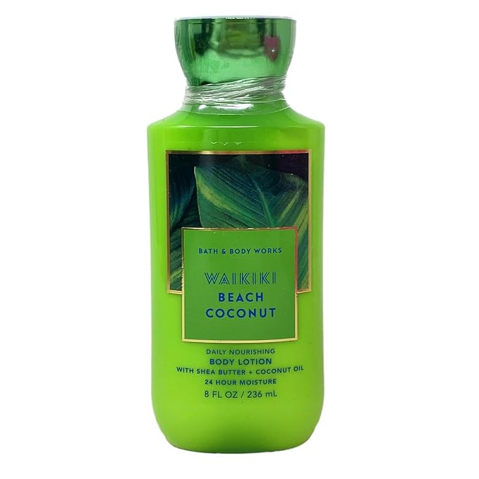 Bath & Body Waikiki Beach Coconut - Deluxe Gift Set - Fine Fragrance Mist, Body Wash, Body Lotion and Body Scrub with a Wild Jasmine Bar Soap.