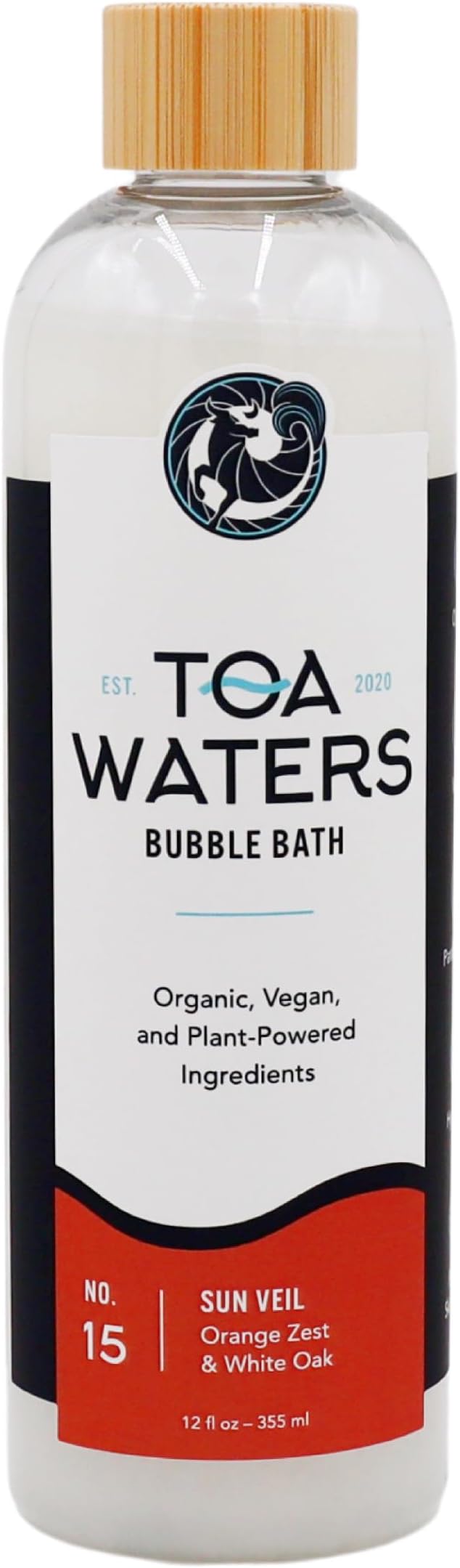 Sun Veil Bubble Bath – Orange Zest & White Oak – Bright, Energizing Scent, Sulfate-Free, Citrus Bath Soak – 12 fl oz – TOA Waters