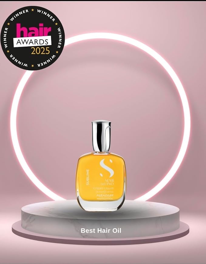 ALFAPARF MILANO Semi di Lino Sublime Cristalli Liquidi Hair Oil with Thermal Protection - Superior Hair Finishing Smoothing Serum Treatment - Brilliant Shine - Vegan Formula - 1.69 fl. oz.