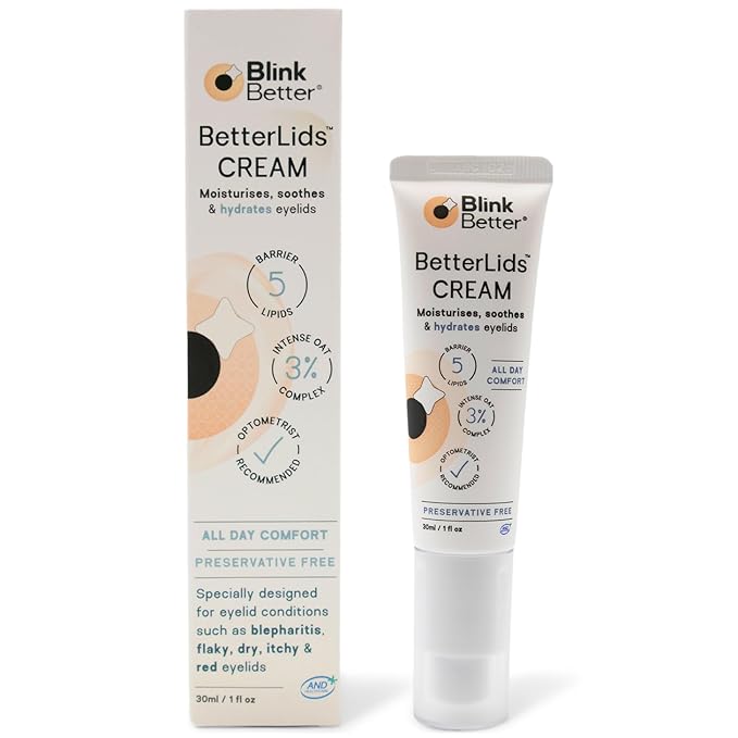 BetterLids Restore Eyelid Cream – Barrier Support to Hydrate, Soothe & Moisturise Dry, Itchy, Red & Sensitive Eyelids – Lightweight Daily Formula with 3% Oat & Ceramides, 1 fl oz