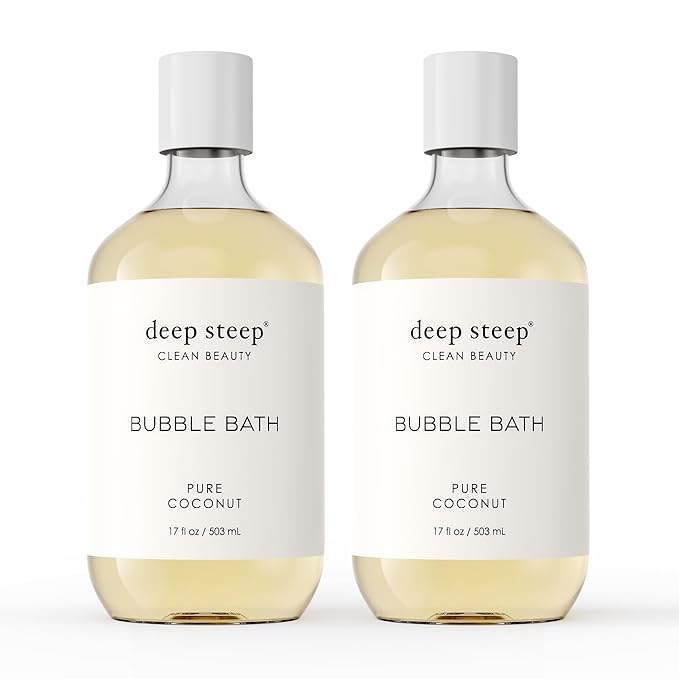 Deep Steep Bubble Bath, Pure Coconut 17 oz (Pack of 2) – Hypoallergenic, Clinically Tested Soothing Soak with Shea Butter & Argan Oil – Sulfate-Free