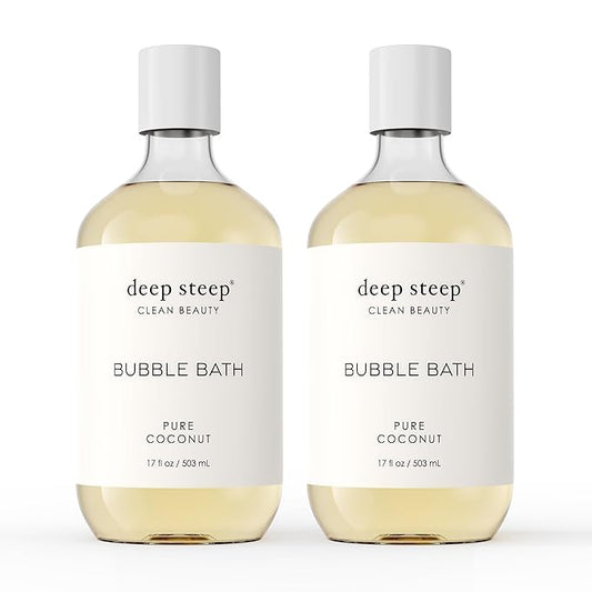 Deep Steep Bubble Bath, Pure Coconut 17 oz (Pack of 2) – Hypoallergenic, Clinically Tested Soothing Soak with Shea Butter & Argan Oil – Sulfate-Free