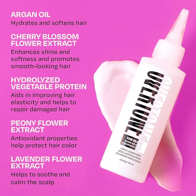 oVertone The Gloss Shine Reviving Treatment Mask for Hair, Deep Conditioning & High-Gloss Finish, Vegan & Cruelty-Free, Hydrates & Smooths Dull Hair, 4 oz