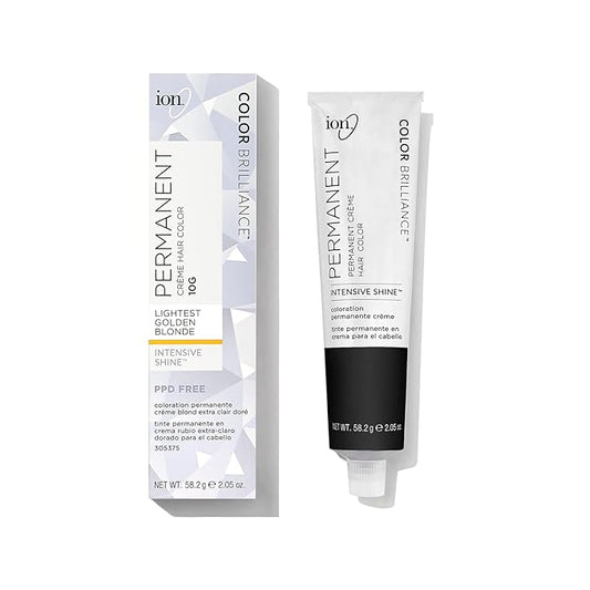 ion Permanent Creme Hair Color 10G Lightest Golden Blonde, Vegan, Cruelty Free, PPD Free, Gray Coverage, 2.05 oz