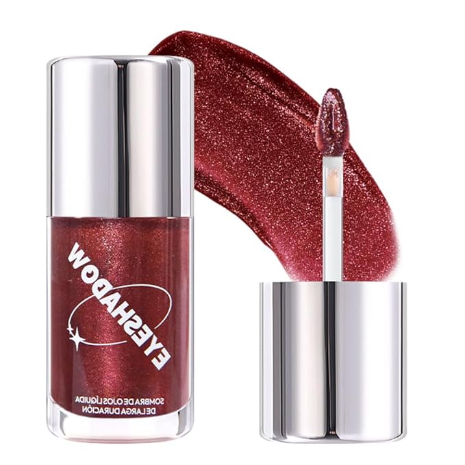 SUAKE Liquid Sparkling Glitter Eye Shadow – Rose Gold Cherry Eyeshadow, Eyeliner, Eyelid Shimmer Highlight Makeup, Highly Pigmented sombra de para ojos,Waterproof Quick-Drying (06Rose#)