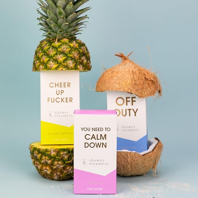 Aromatherapy Shower Steamers Set of 8 - Spa Self Care Gift - Vegan, Cruelty Free - Paraben, Sulfate & Phthalate Free - Bath Bomb Alternative, Gift Set (Cheer Up Fucker - Pineapple Lemon)